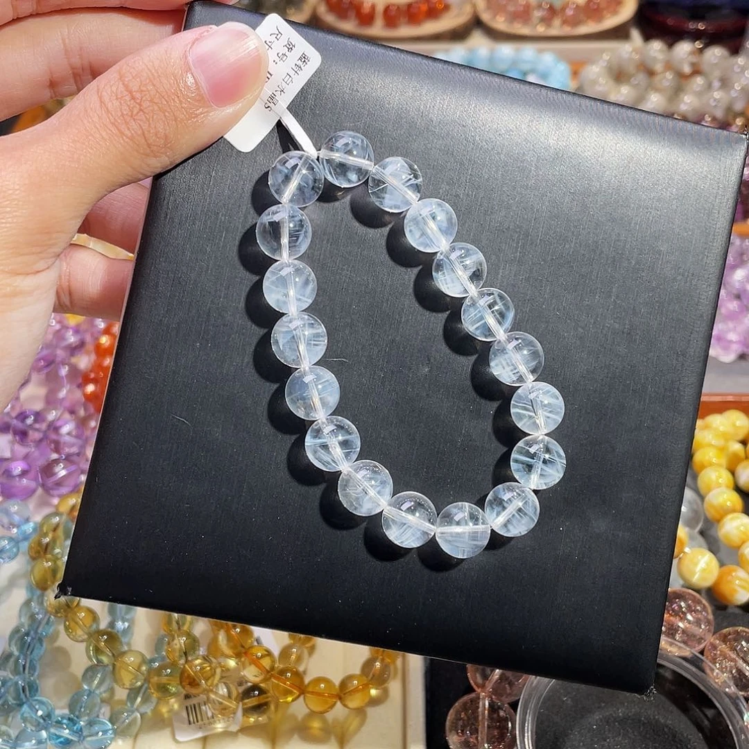 水晶手链未镶嵌蓝针白水晶10.6