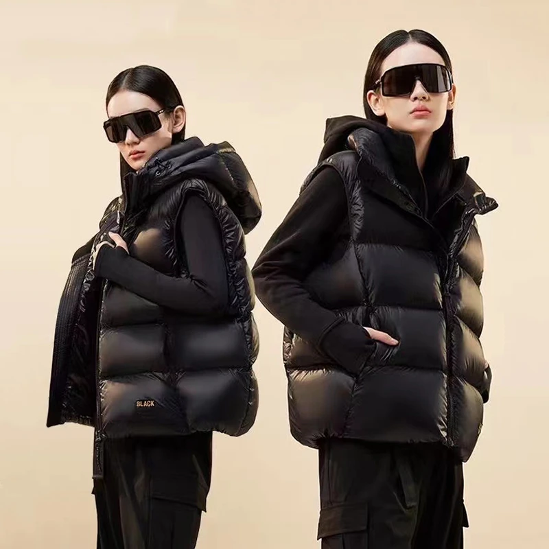 （轻薄连帽羽绒马甲）A040秋冬新款经典纯色轻薄保暖羽绒马甲H