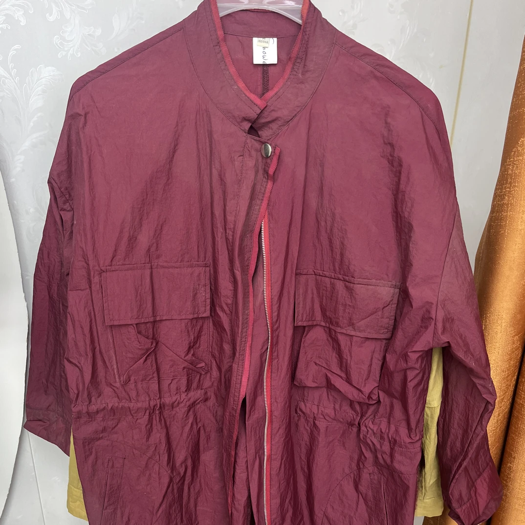 女士中长款无帽亮色宽松刺绣中袖防晒衣春秋薄款棒球服外套