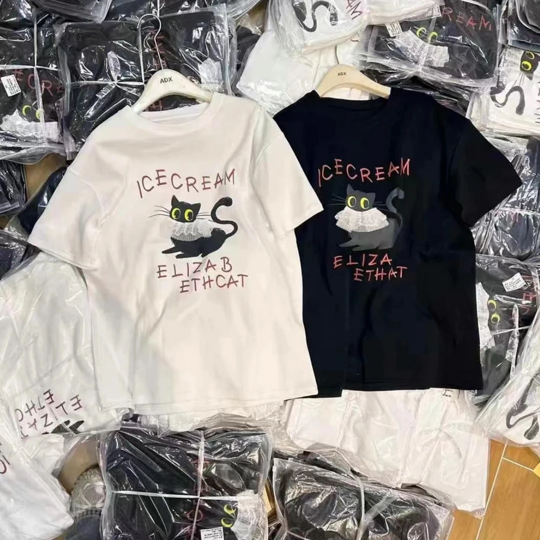 【悦己】猫咪蕾丝春夏款T