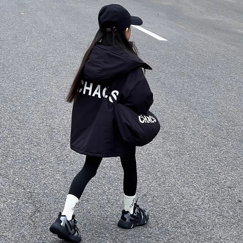 女童外套秋冬款2025新款儿童冲锋衣夹棉加厚二棉服女大童秋装童装