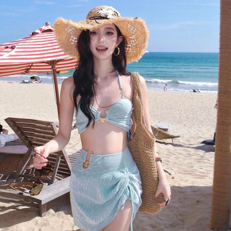 比基尼分体泳衣女款美女保守裙式性感纯欲遮肚比基尼比基尼泳装