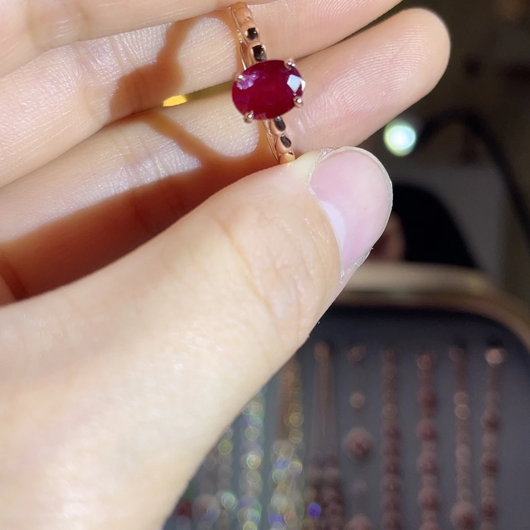 红宝石戒指银S925镶嵌