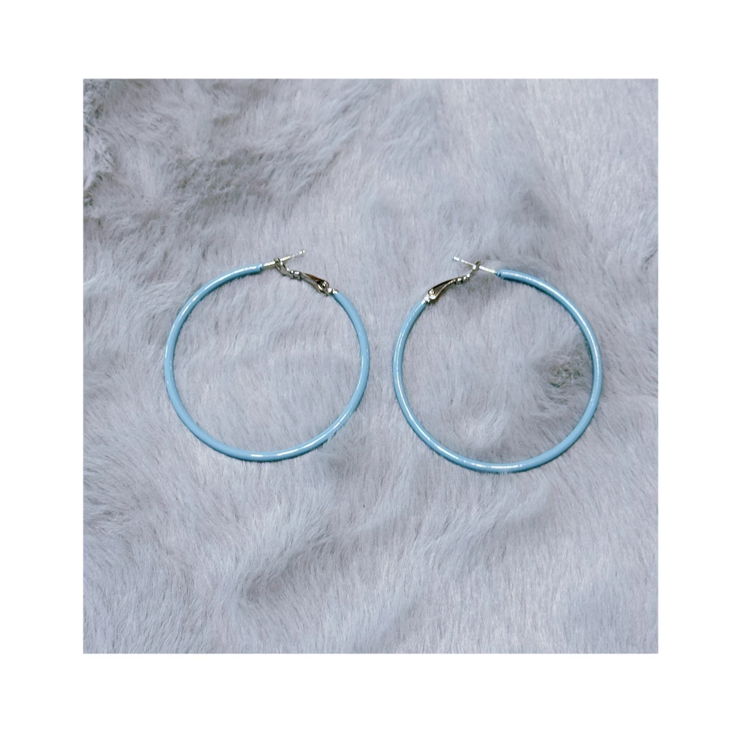 合金耳饰 奶油蓝耳圈-112