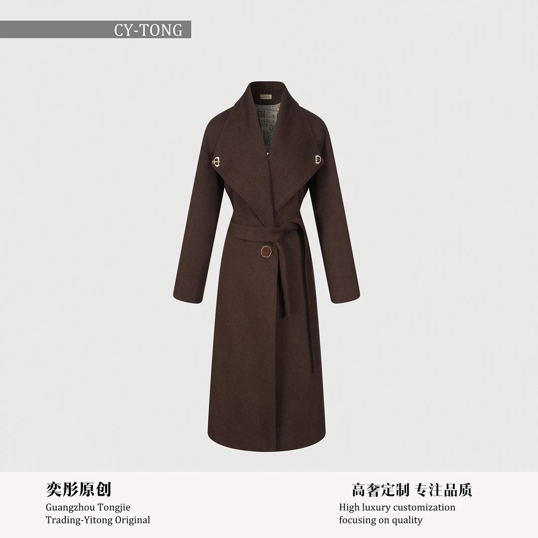 【彤姐原创】秋冬气质时尚休闲百搭长款高奢女士大衣外套W24B203