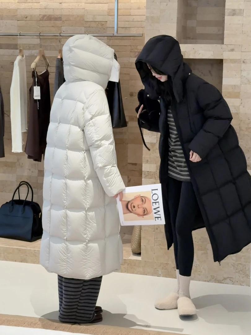 FAR ZOOM  95匈牙利进口白鹅绒泡芙面料长款可拆卸帽子羽绒服