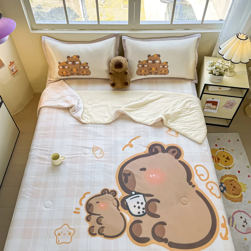 卡皮巴拉儿童夏被夏天薄被子凉感被子空调被卡通单人午睡被可机洗