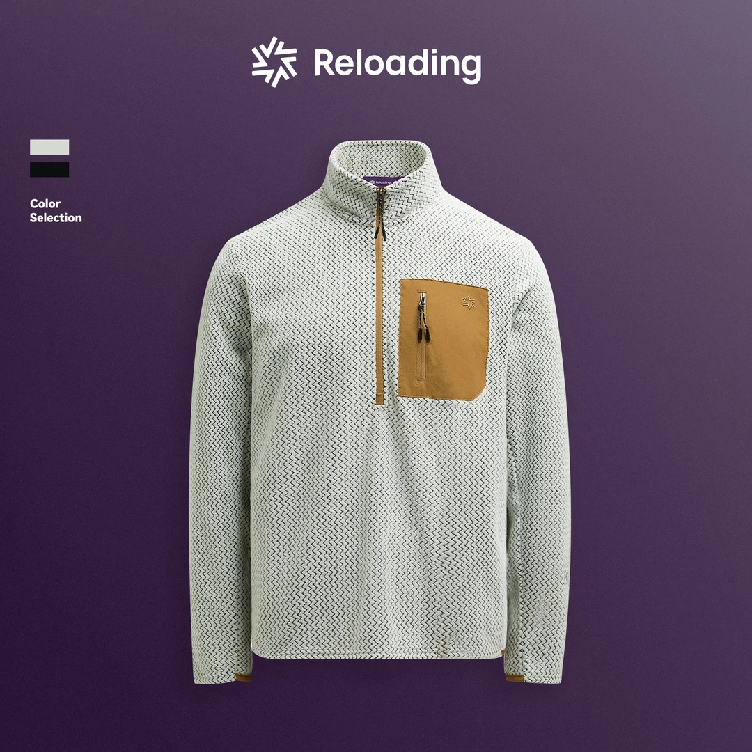 【秋款焕新】ReloadingZ字型海浪纹户外运动休闲男款半拉链抓绒卫衣
