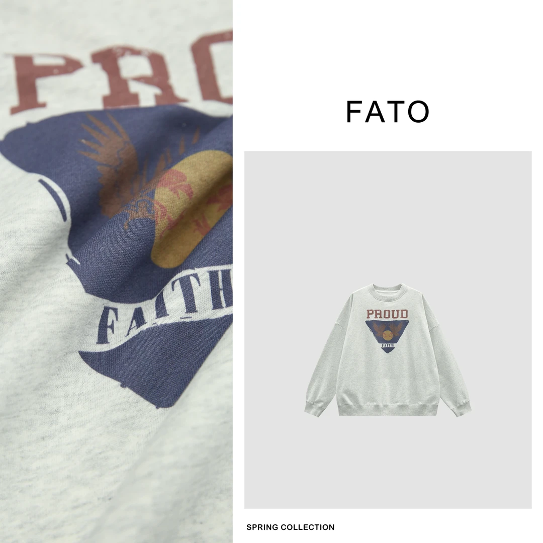 fattonny郑买买【柏拉图】欧若风休闲宽松款显瘦印花卫衣 XM41225W1