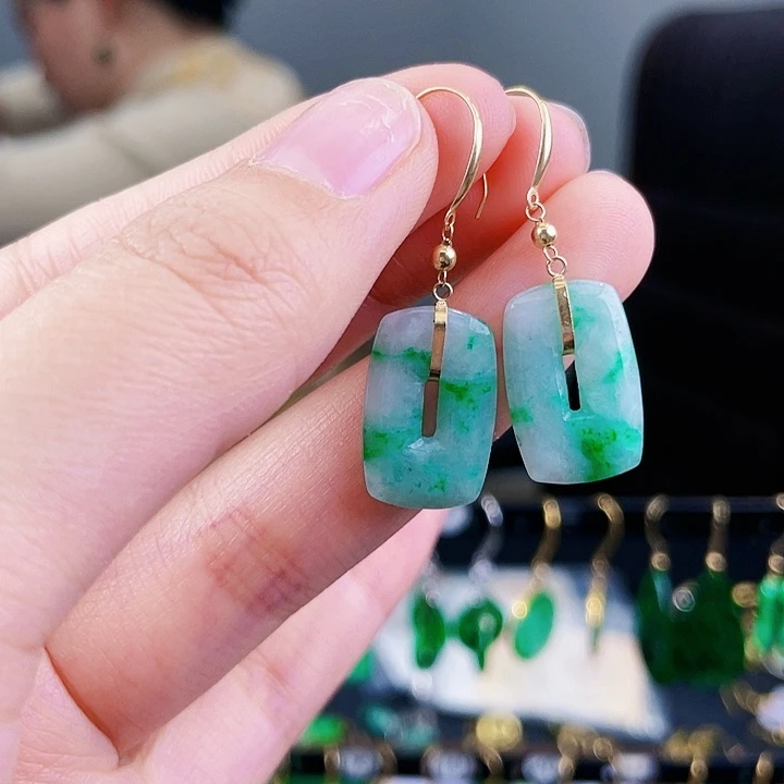 翡翠耳饰18K金镶嵌饰品