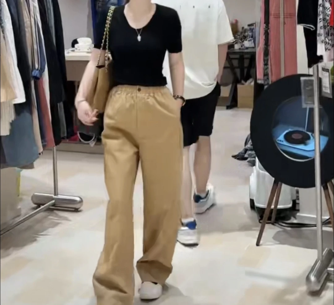 新款圆领百搭上衣宽松慵懒风酷飒裤子女装