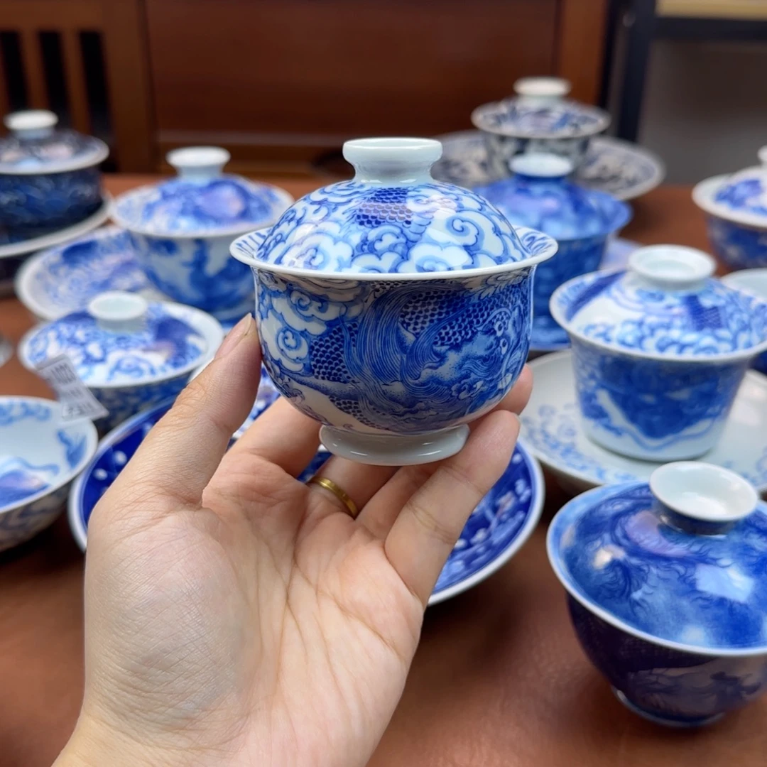 杖***杖景德镇陶瓷手绘盖碗