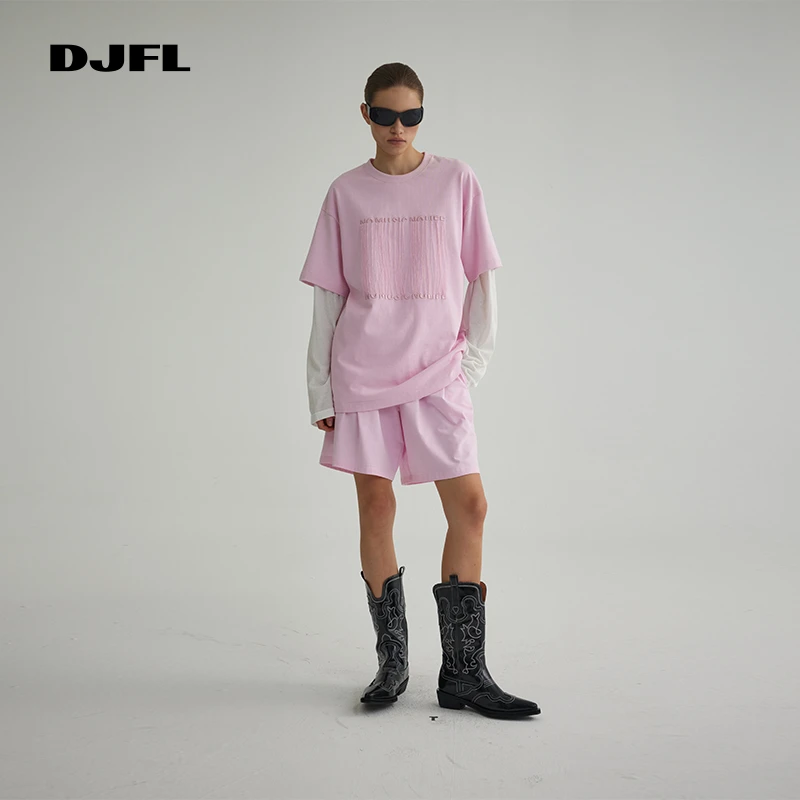 【欧若运动风】DJFL 纯色T恤+纯色短裤配：皮带 DWWS2T006 DWWS2D007