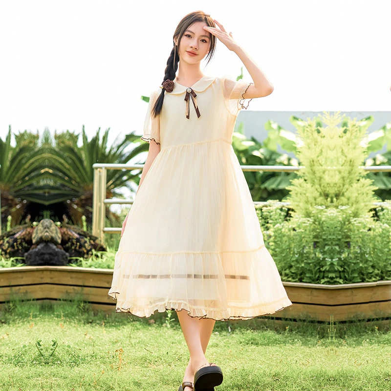 奥特莱斯清仓初中生学院风连衣裙高中生2025夏季新款女大童甜美毕