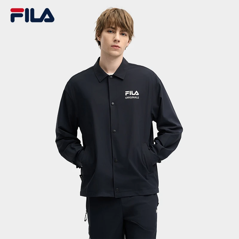 FILA斐乐男士翻领衬衫春季新款休闲上衣外套简约百搭F11M519501F