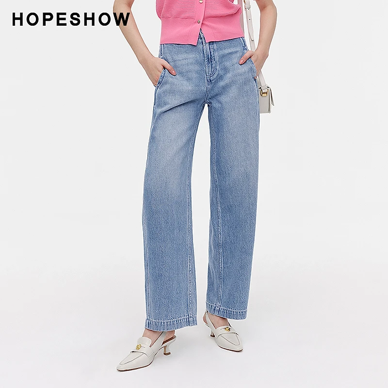 【籽言专属】红袖做旧水洗一粒扣牛仔长裤89124131302