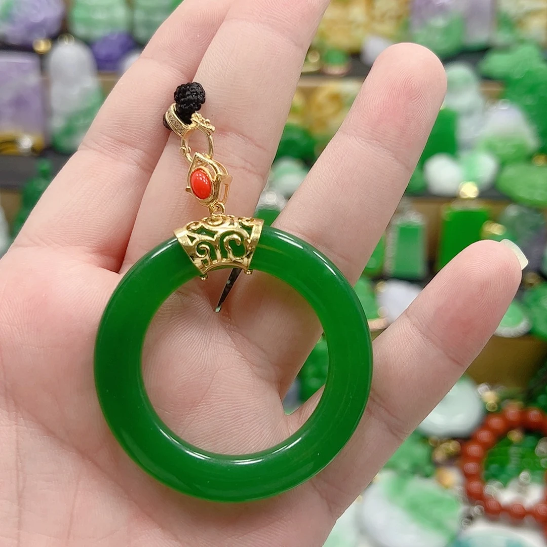 翡翠银S925镶嵌吊坠(赠链)