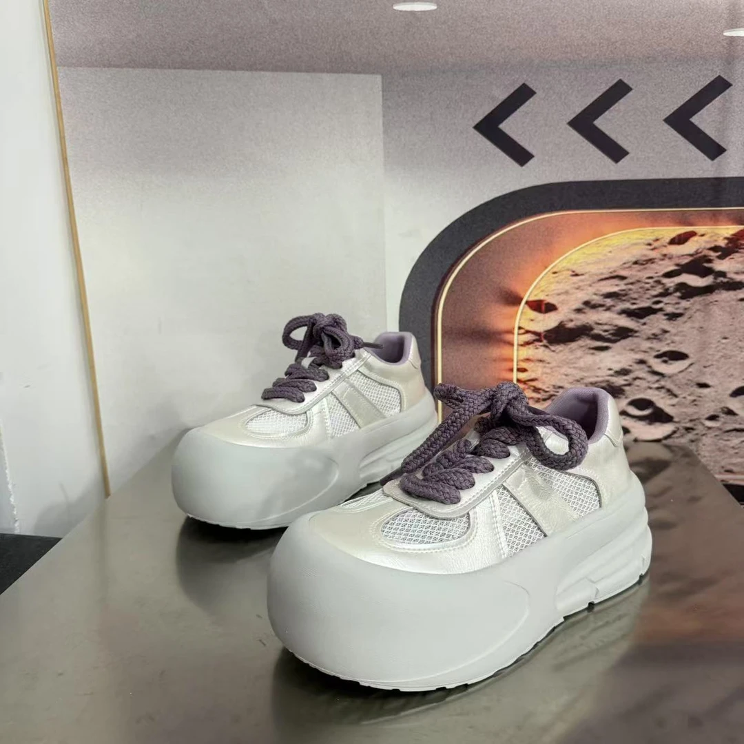 851-18春夏新款2025圆头系带韩版简约休闲板鞋潮流百搭ins