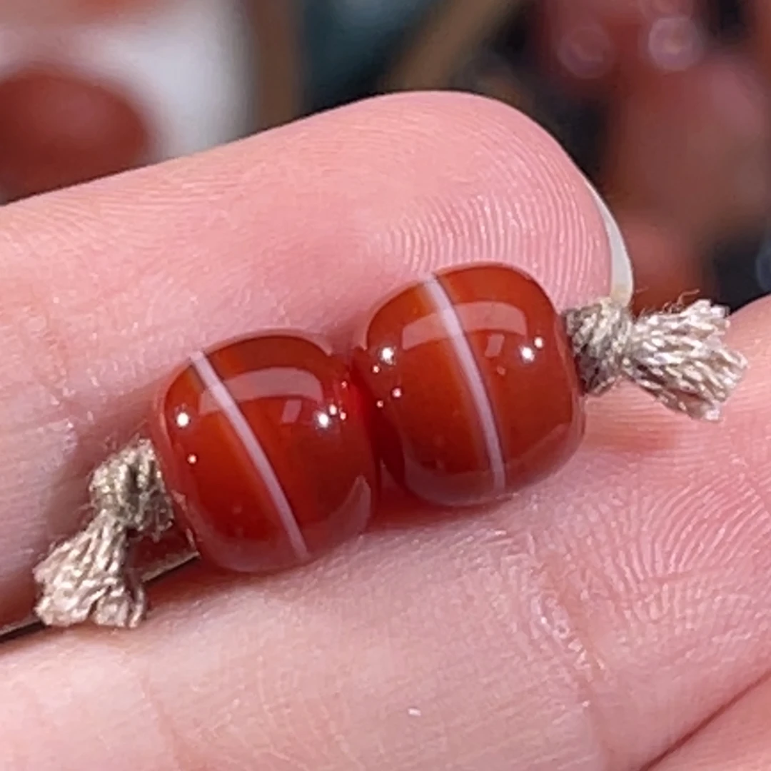 玛瑙/玉髓未镶嵌红一线药师套装7.6mm不退换