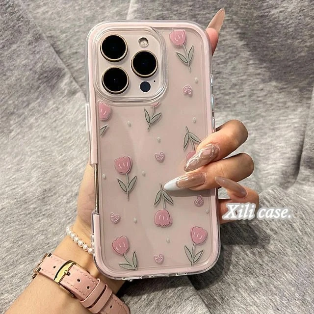 高级感满屏郁金香适用苹果16pro炫彩手机壳iPhone15/14/13Pro软壳