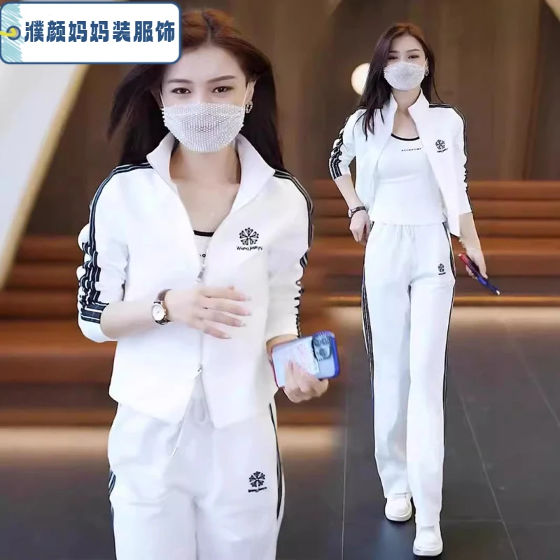 时尚运动服套装女2024春秋季新款气质外贸卫衣阔腿卫裤休闲两件套