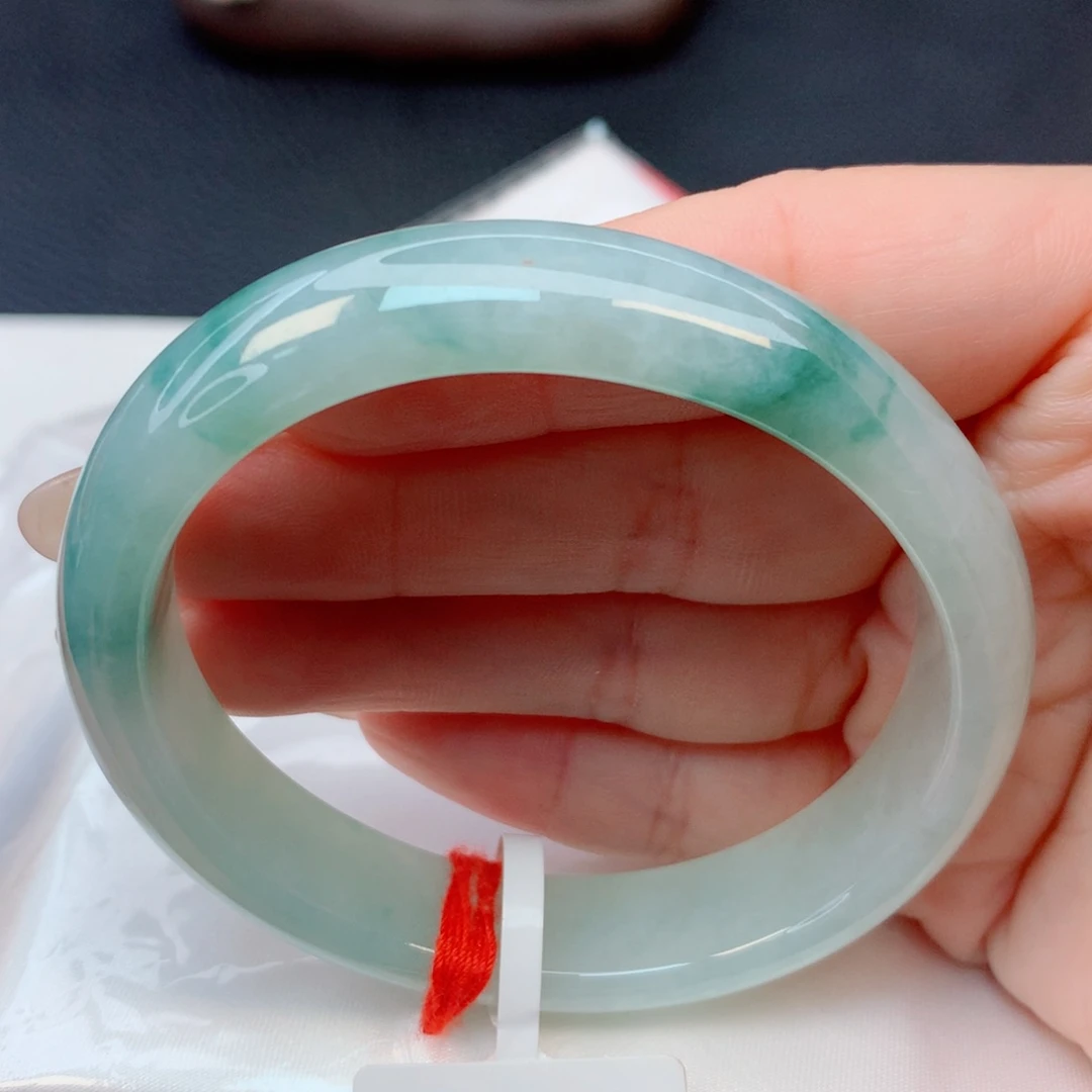 翡翠未镶嵌手镯56-57糯冰贵妃飘花