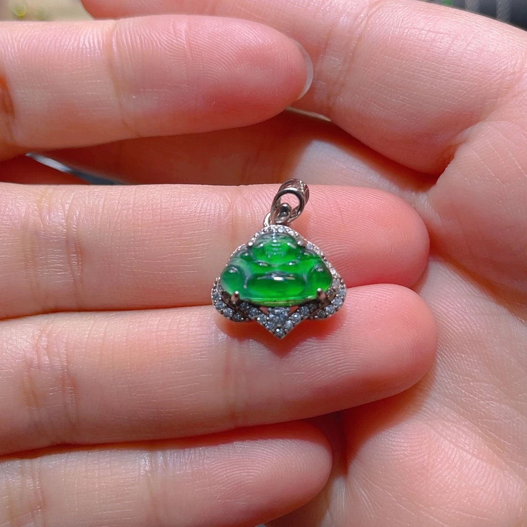 翡翠银S925镶嵌吊坠(不含链)