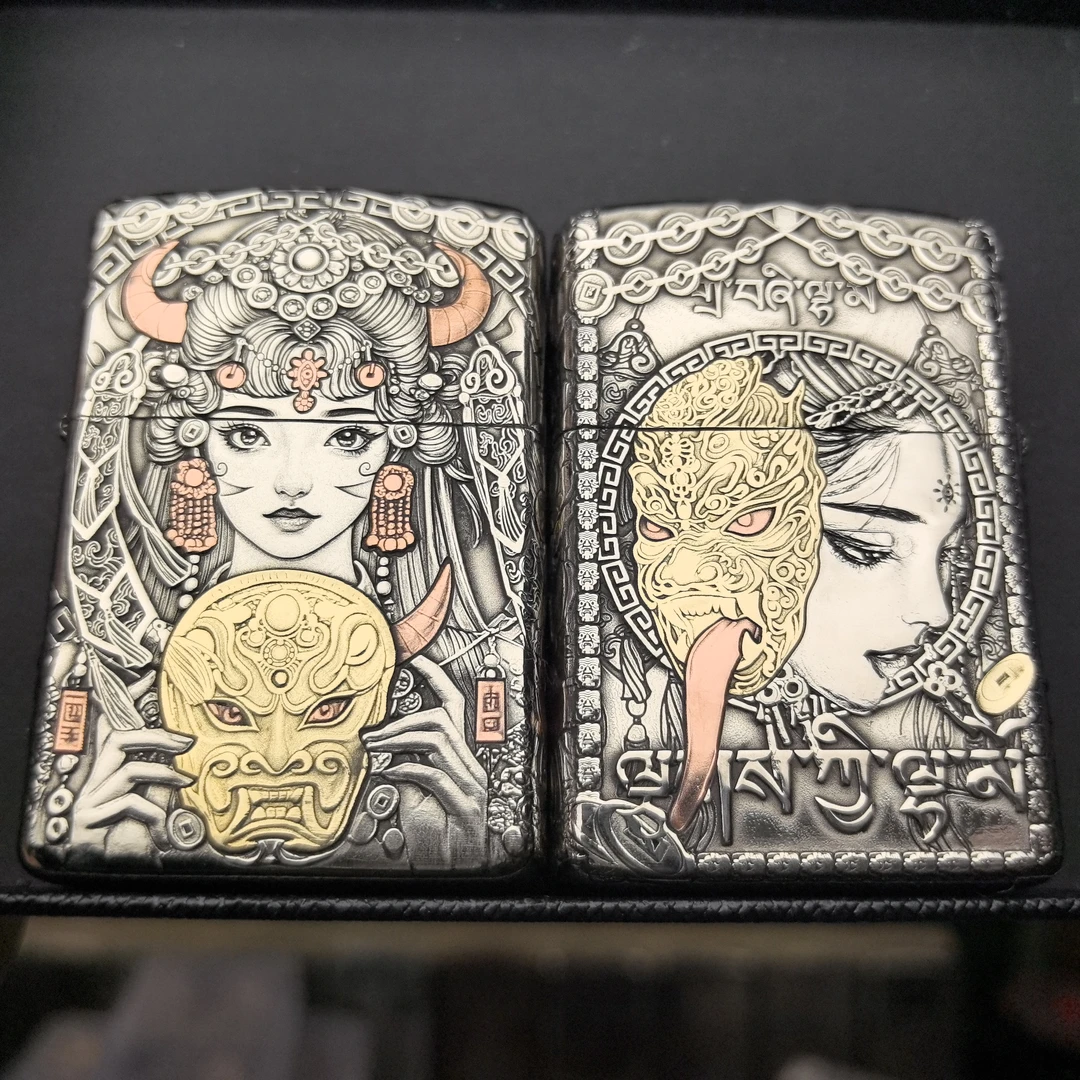 ZORRO2代902S盔甲（扎基拉姆）五面浮雕镶嵌煤油打火机【云川工作室】