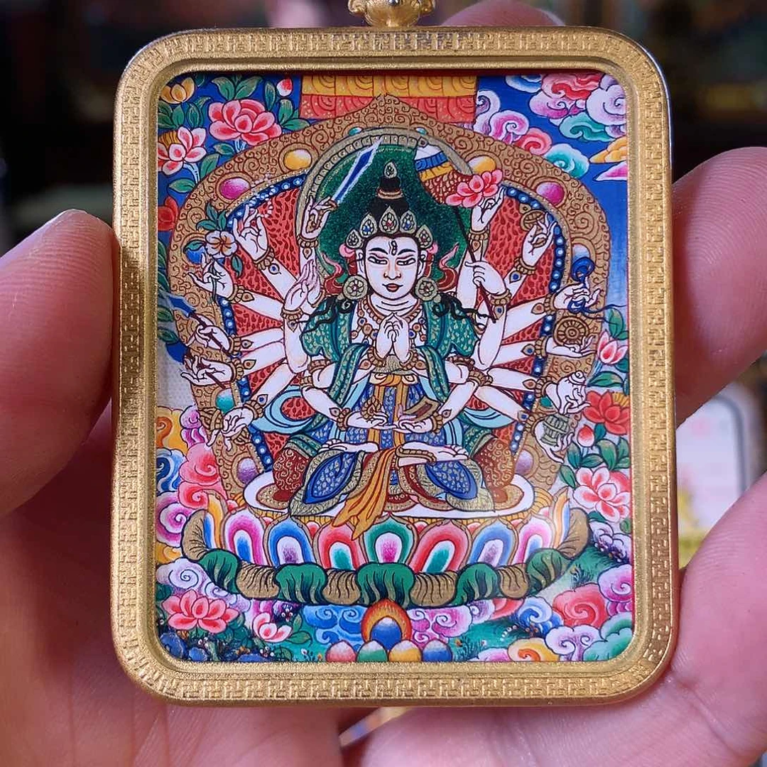 吊坠热贡纯手绘唐卡准提