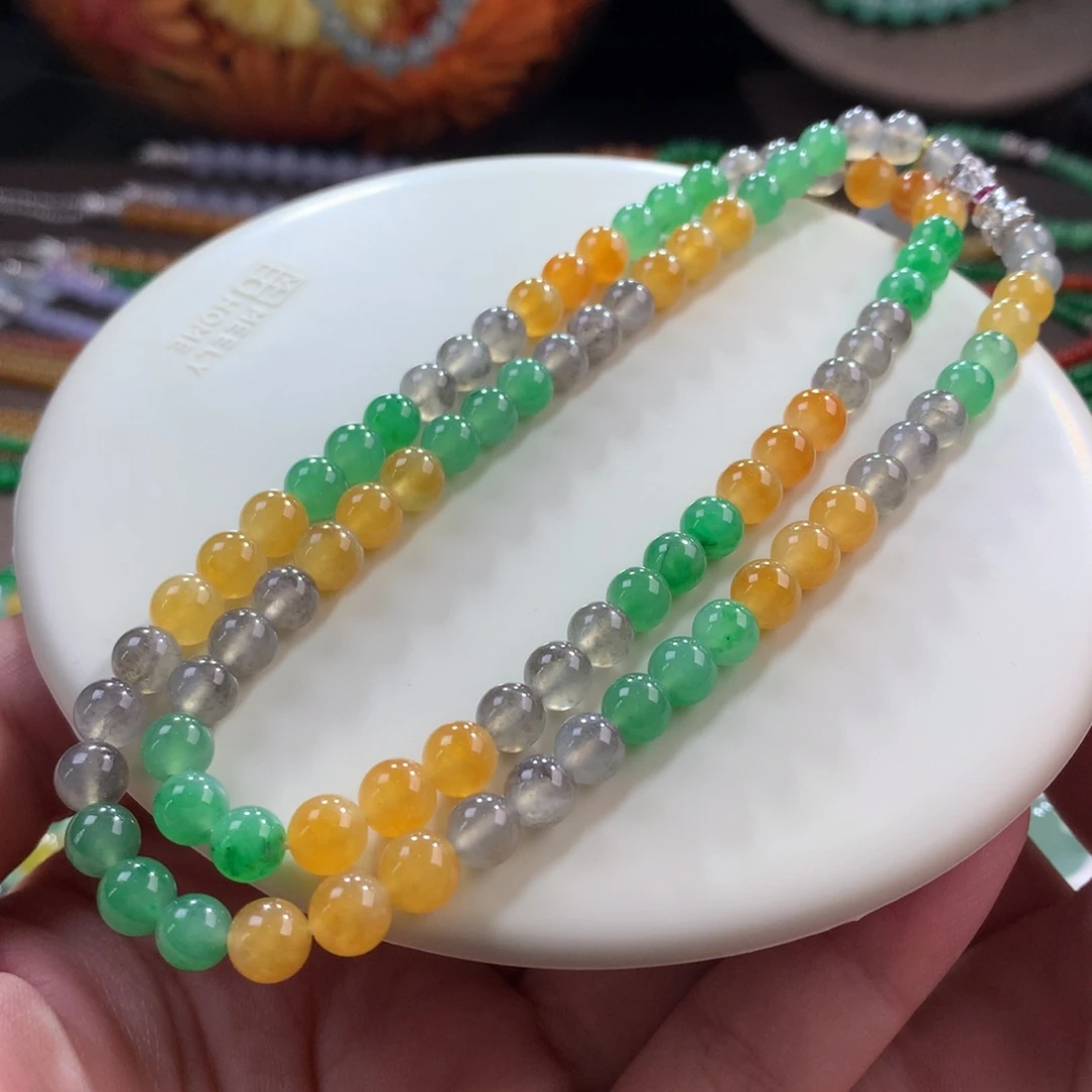 颈饰未镶嵌翡翠翡翠冰底三彩福禄寿卡6+