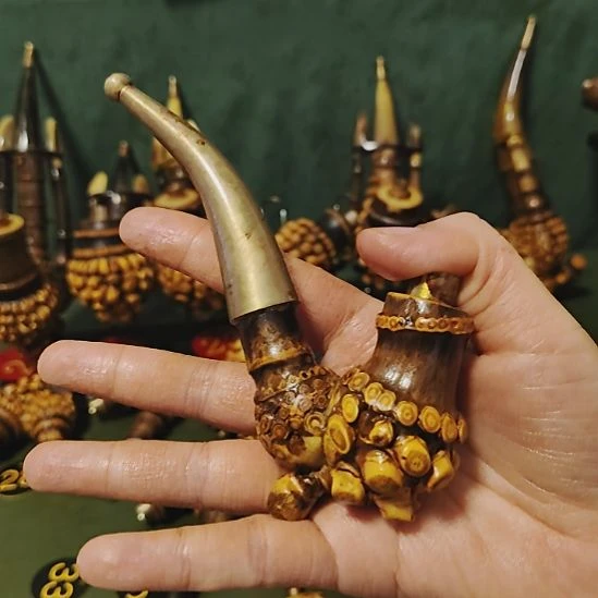 陶***屋贵州特色竹根烟斗工艺品手把件