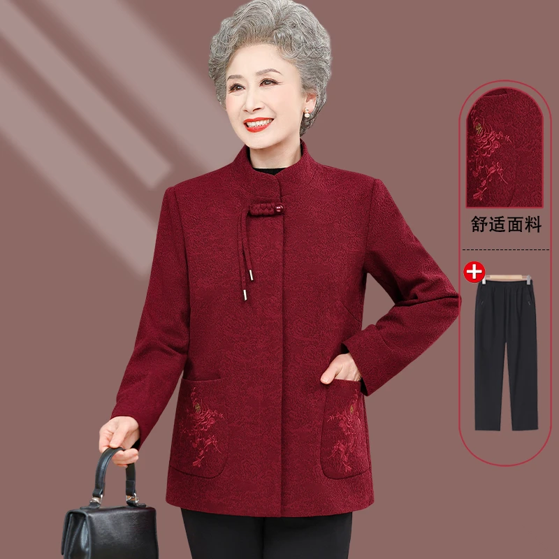 老年人春装女奶奶大码外套妈妈春秋款洋气衣服60岁70岁老太太春装