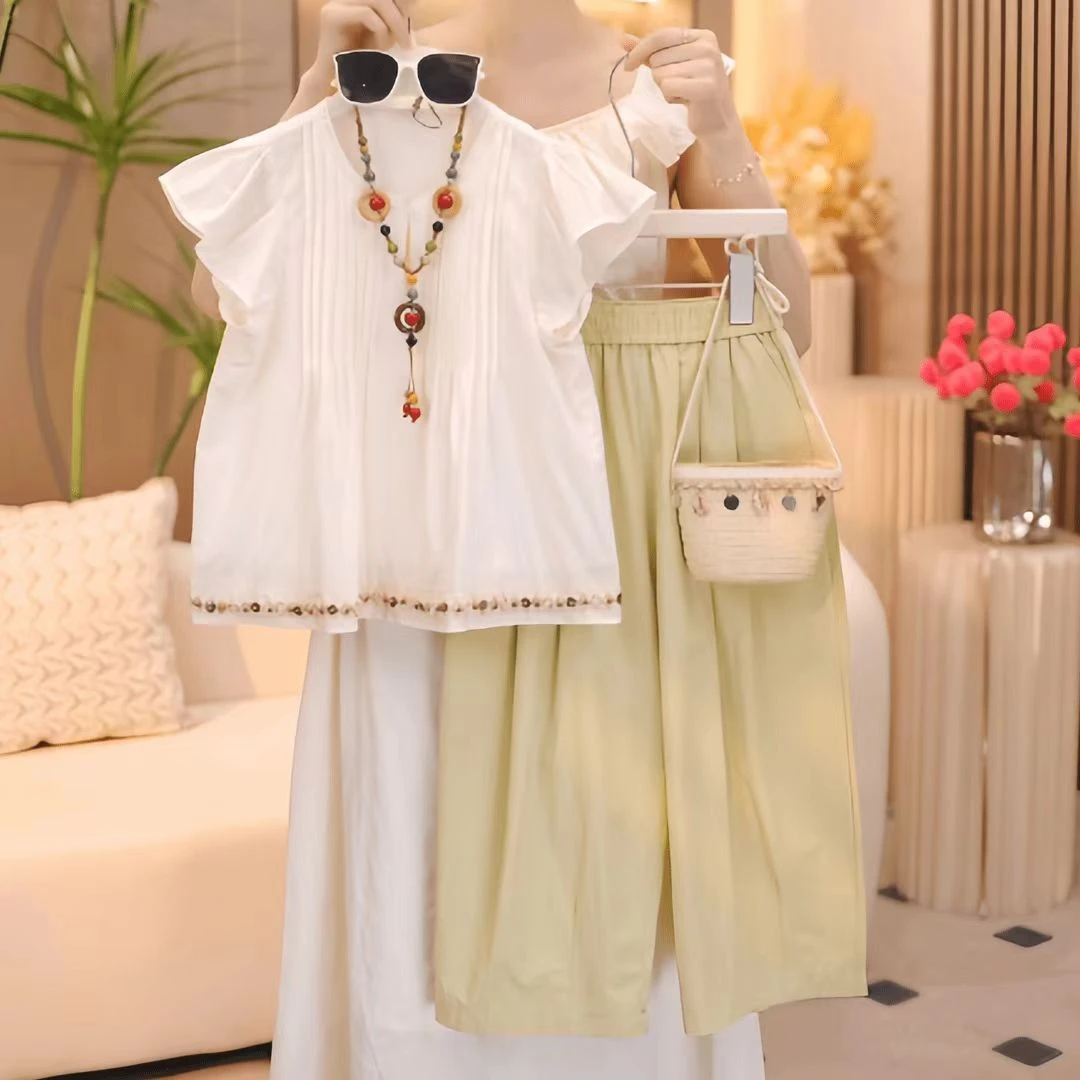 女童夏季套装2025新款大童凉感背心上衣阔腿裤儿童两件套女孩夏装