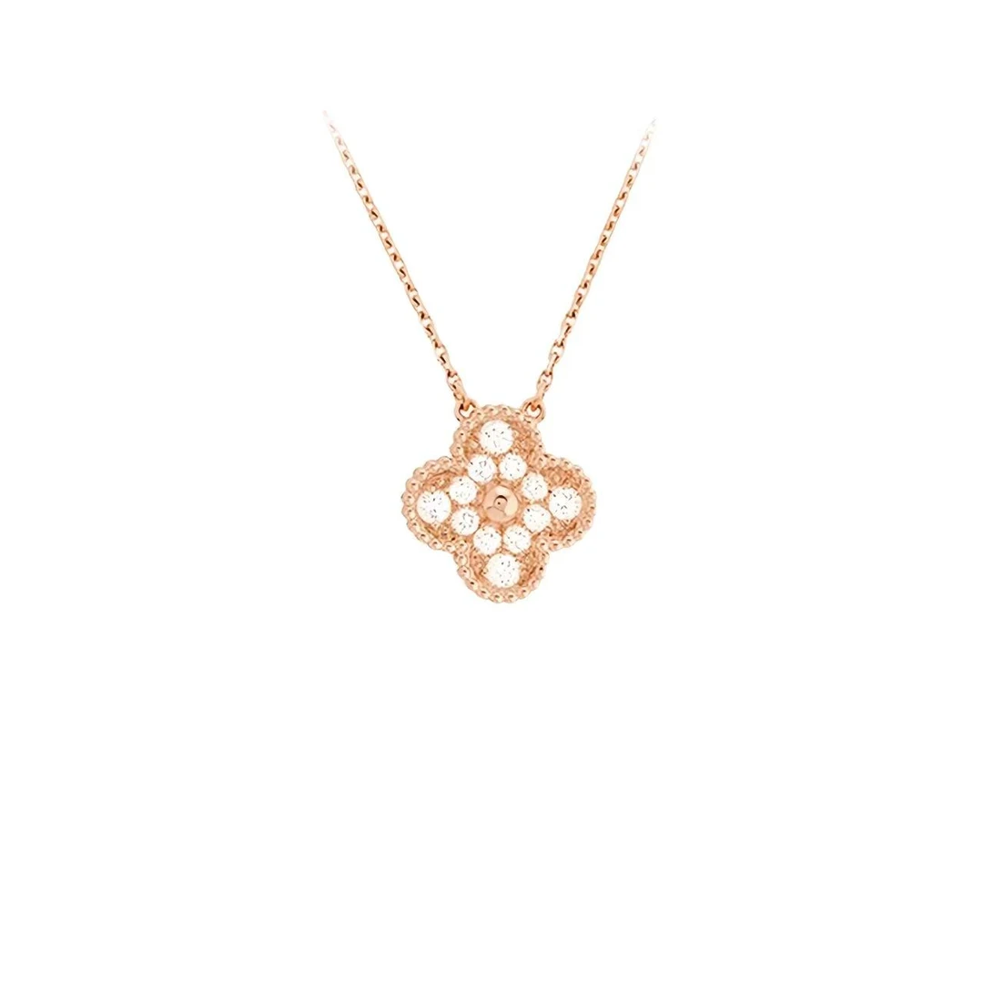 【直播福利】18K金满钻15mm单花项链 CZ (定制品质48小时鉴赏期)