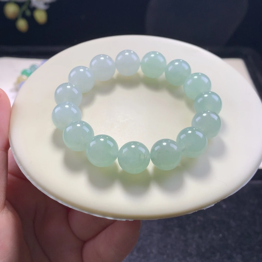 翡翠未镶嵌手串卡12青提串