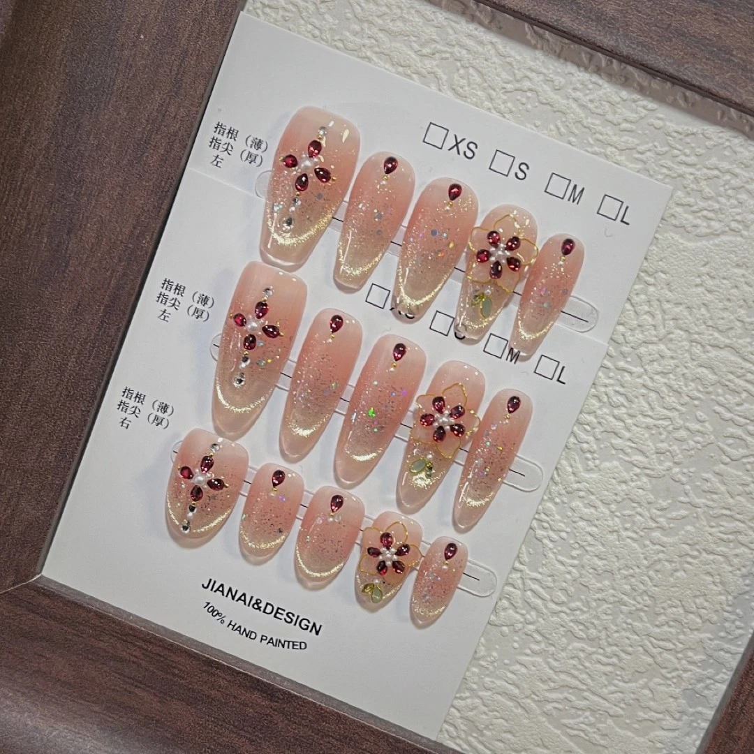 【金风玉露】 短梯长梯/短椭圆长椭圆飞天纯手工穿戴甲  2588