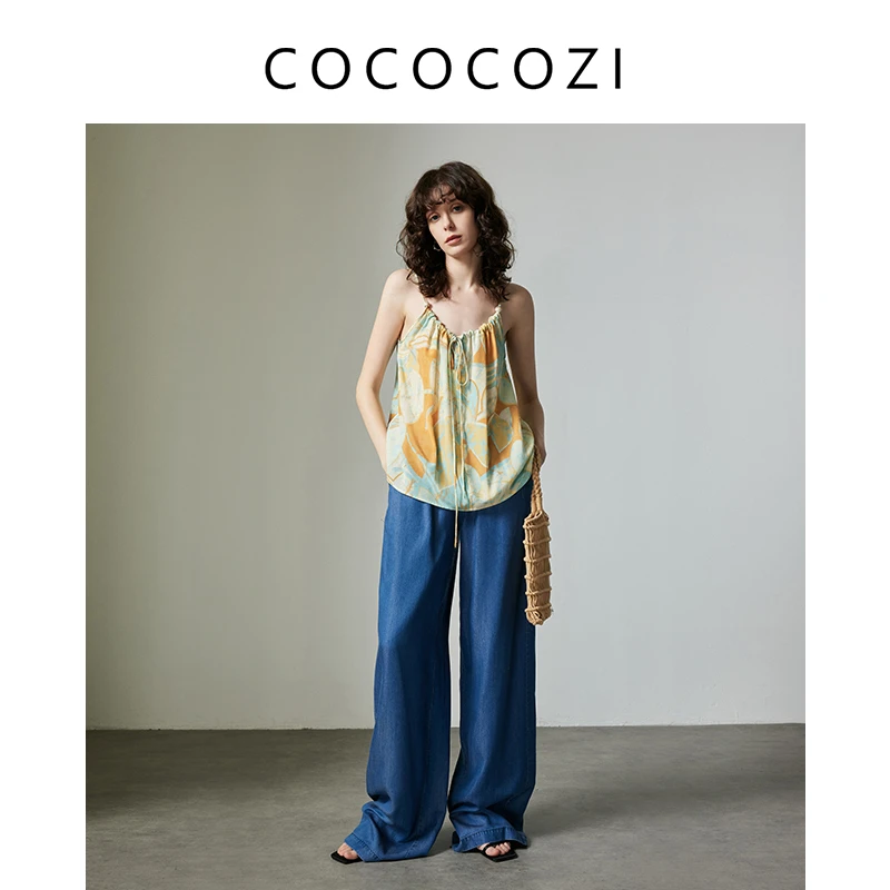 【梦诗专属】春夏度假居家慵懒风天丝莱赛尔纤维牛仔裤242CO023K