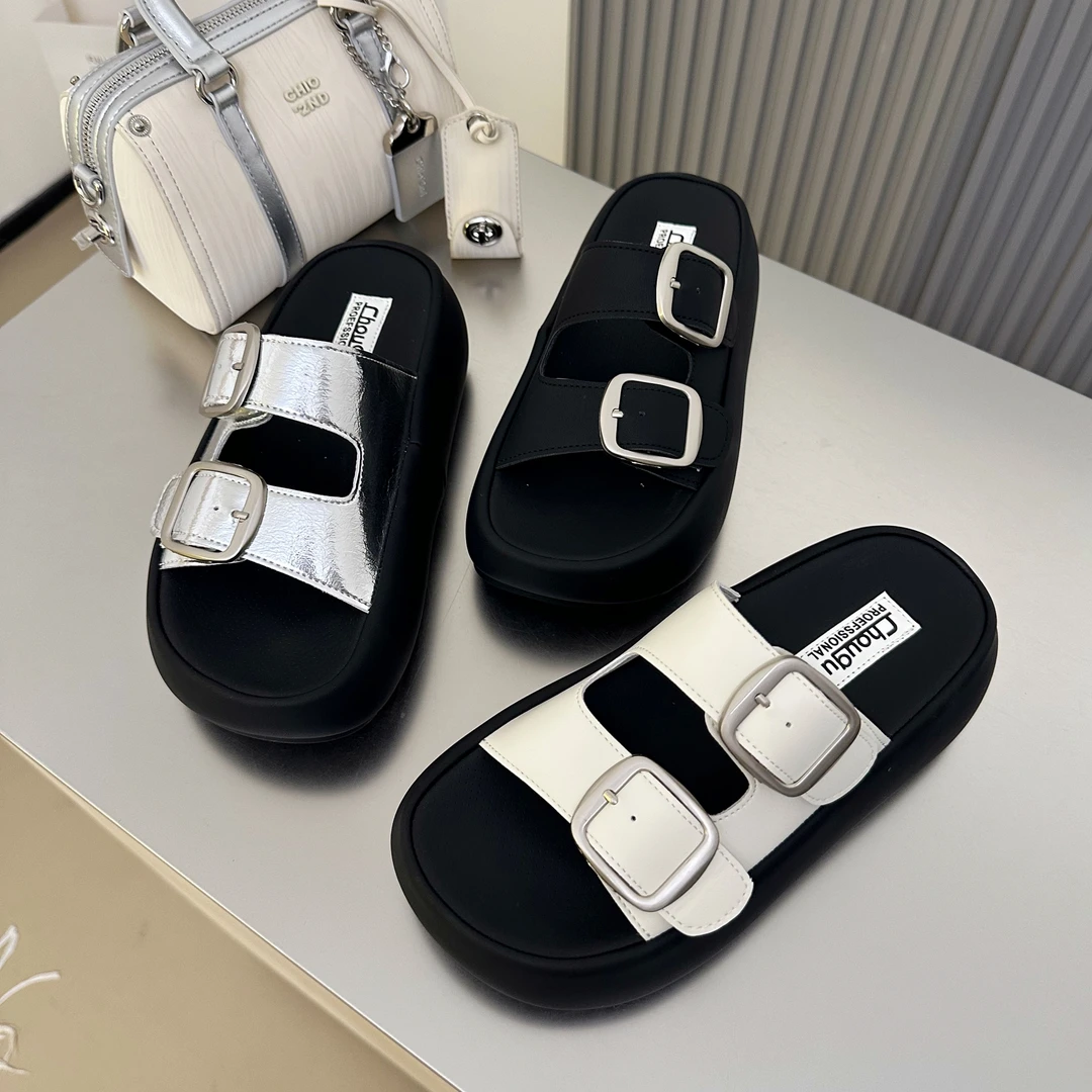 真皮时尚凉鞋拖鞋女夏季外穿松糕厚底套趾凉鞋996