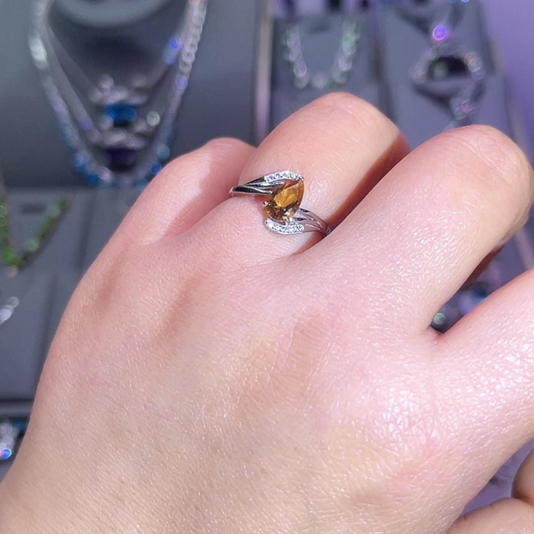 【闪购商品】黄晶戒指银S925镶嵌戒指