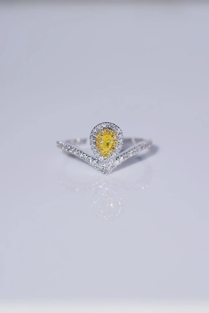 千盟严选【R1125】【港展专属】18K  45分水滴黄钻v戒
