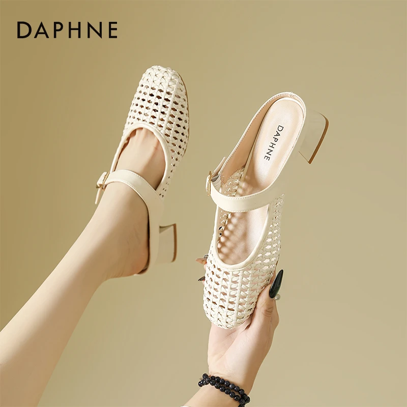 达芙妮包头拖夏季拖鞋女鞋外穿穆勒鞋罗马凉鞋百搭低跟外穿凉拖鞋