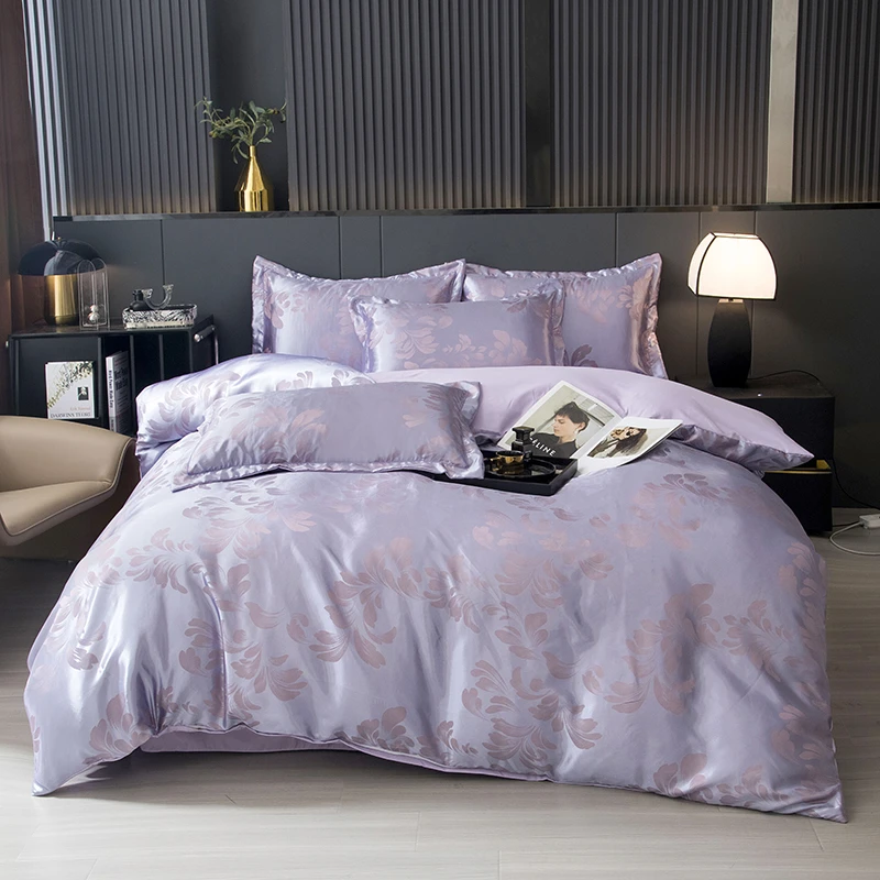 ZKJ 8750 无印流年提花礼盒款四件套 紫色情缘