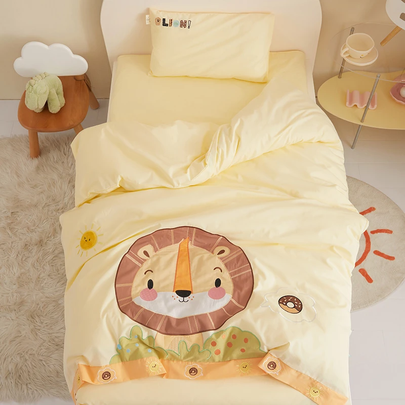 高端40支水洗棉贴布绣幼儿园午睡床品六件套含芯幼儿园被子三件套