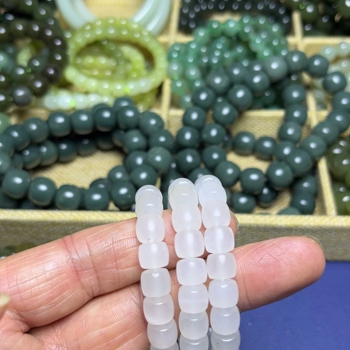 石英质玉未镶嵌手串新疆一级白色手链手串10mm