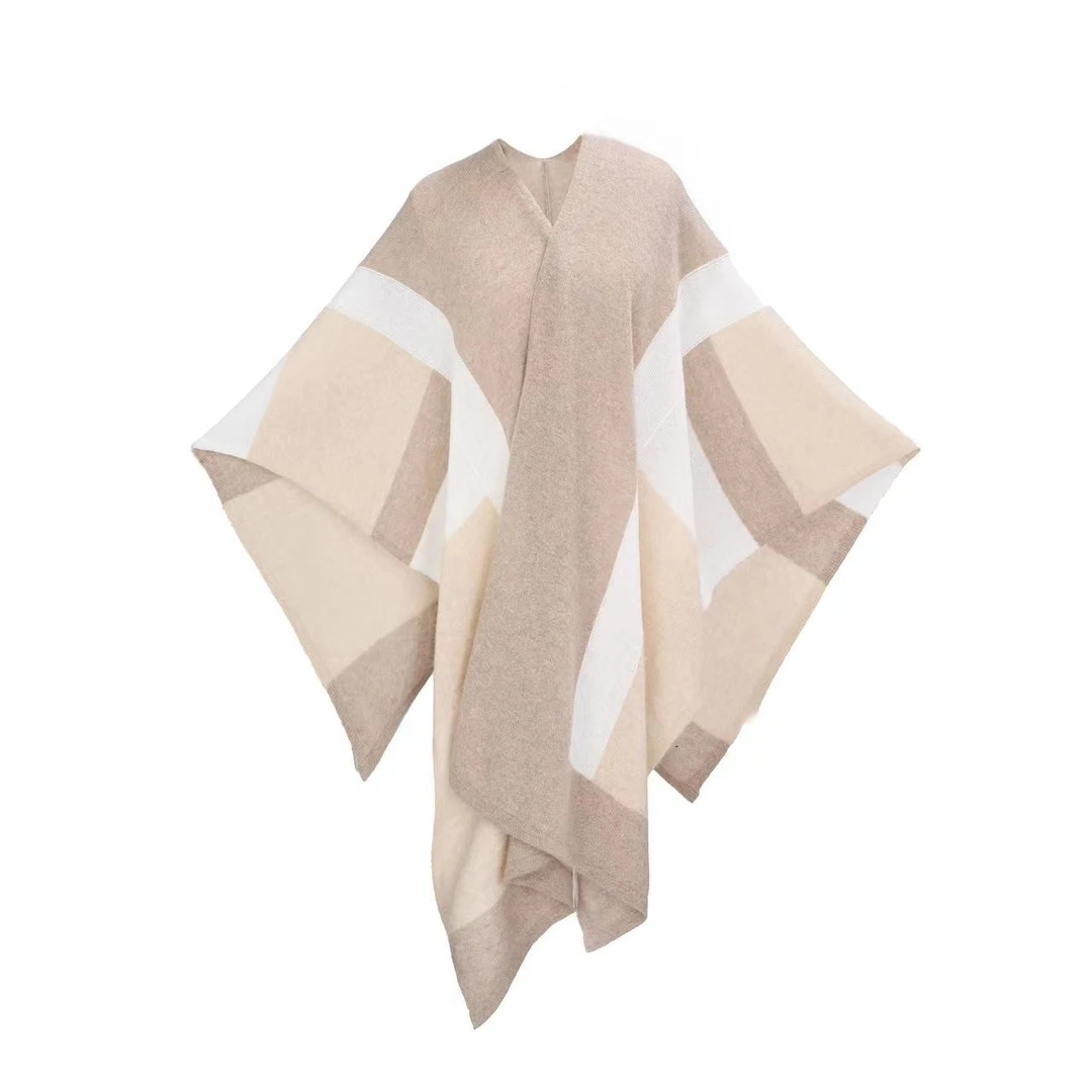 【YSU】经典格子气质时尚百搭保暖针织披肩96016