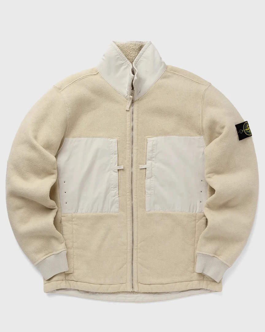 现货StoneIsland石头岛 摇粒绒立领全拉链加绒夹克米色 专柜5000+