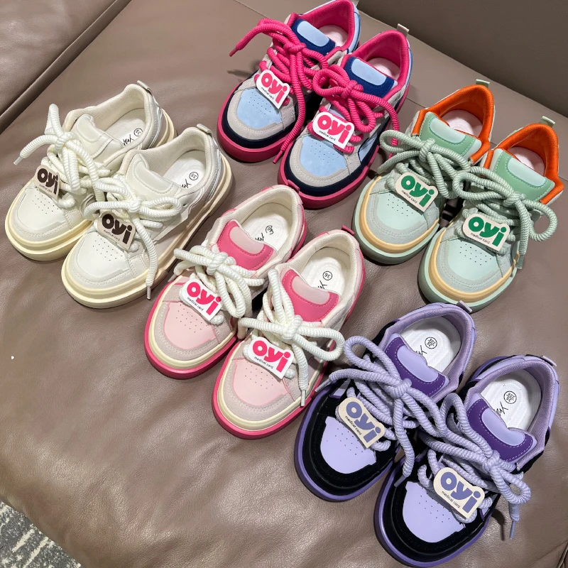35-43码春季新款皮面小白鞋女百搭多巴胺休闲鞋板鞋41-42大码女鞋