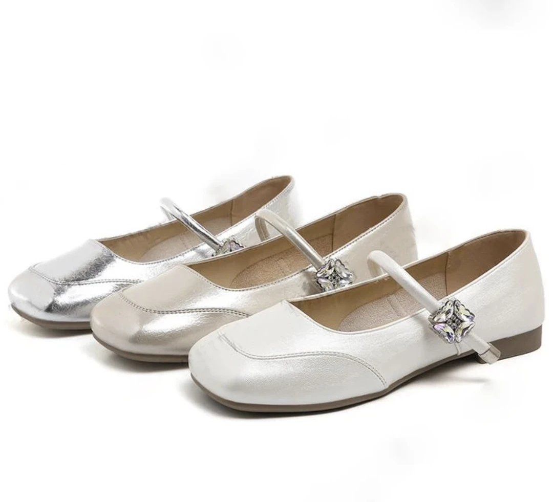 【运费补贴】夏季圆头修面皮薄款浅口方跟单鞋平底鞋东方洛可可