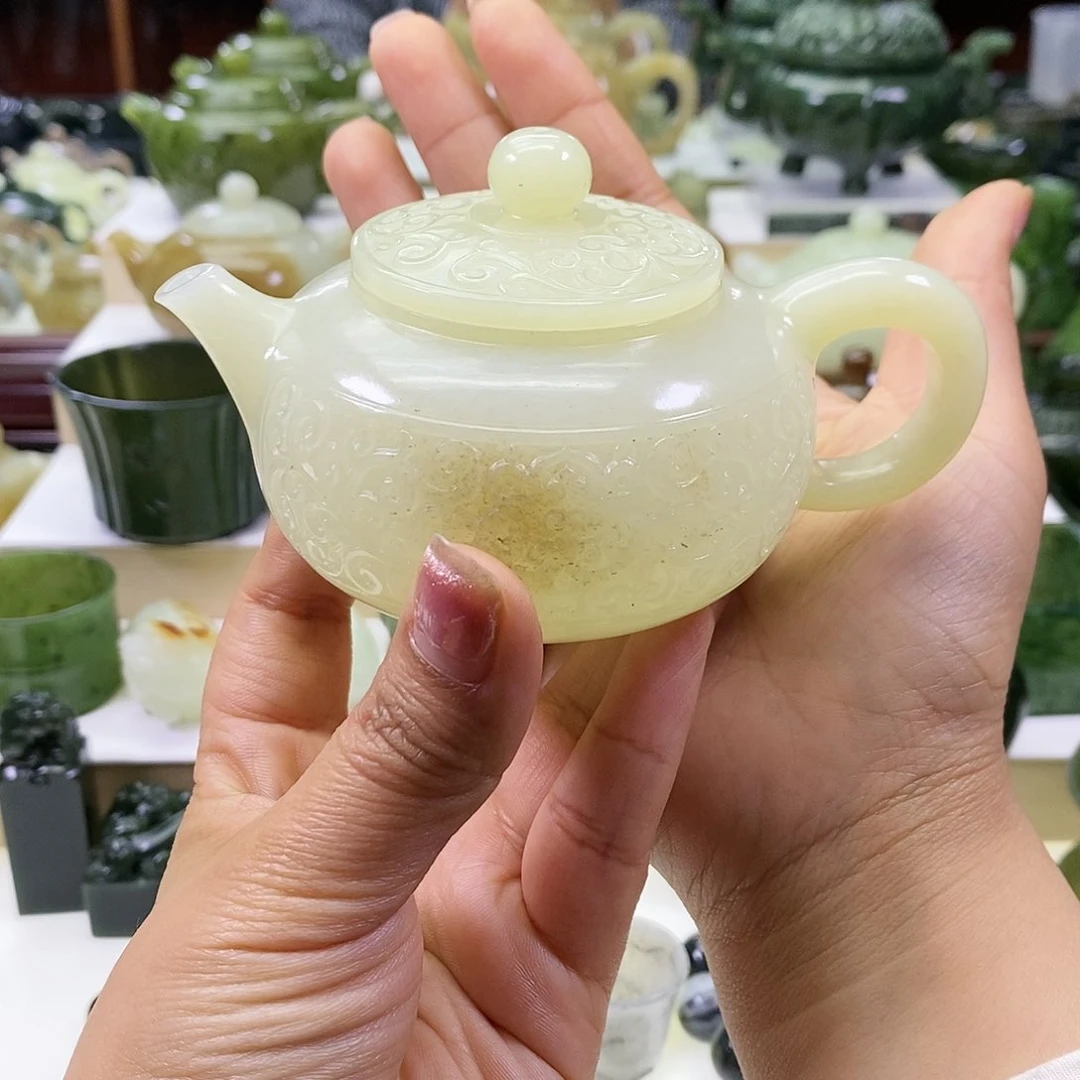 和田玉茶壶未镶嵌蓝*