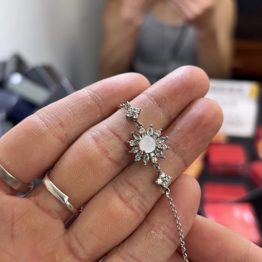 翡翠银S925镀金镶嵌颈饰